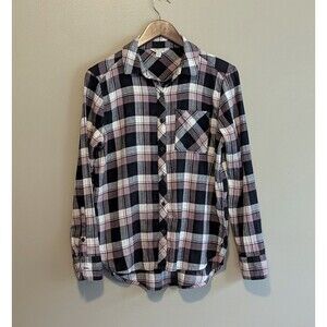 Orvis Women’s Small Purple Plaid Flannel Button Up Shirt Long Sleeve Top